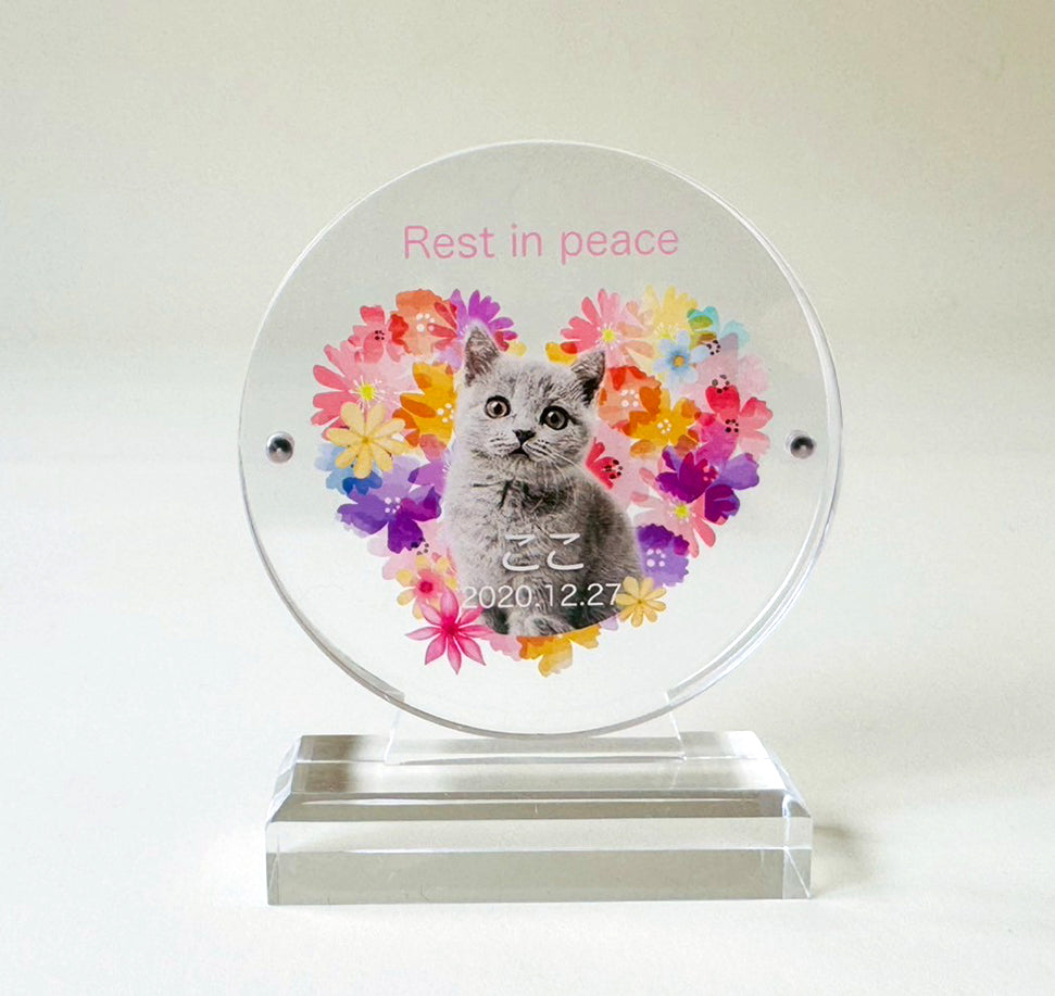 メモリアルアクリル位牌 丸型（デザイン全9種）